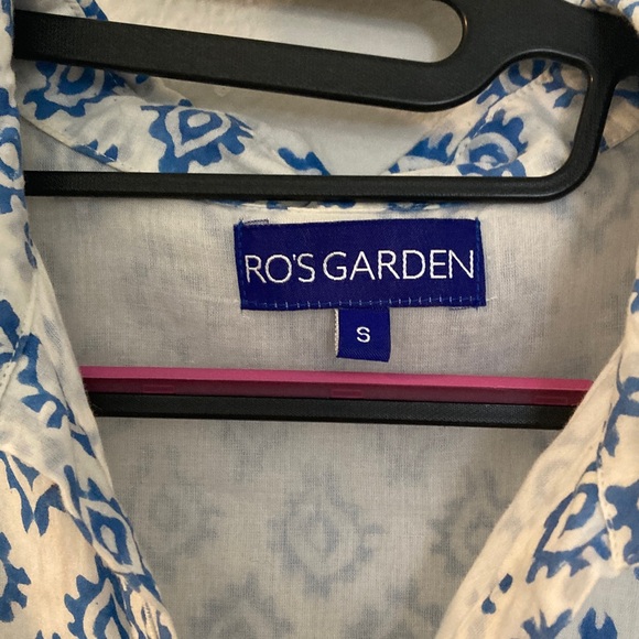 Ro’s Garden Deauville Dress Blue White Block Print oversize shirt dress small - Picture 7 of 14